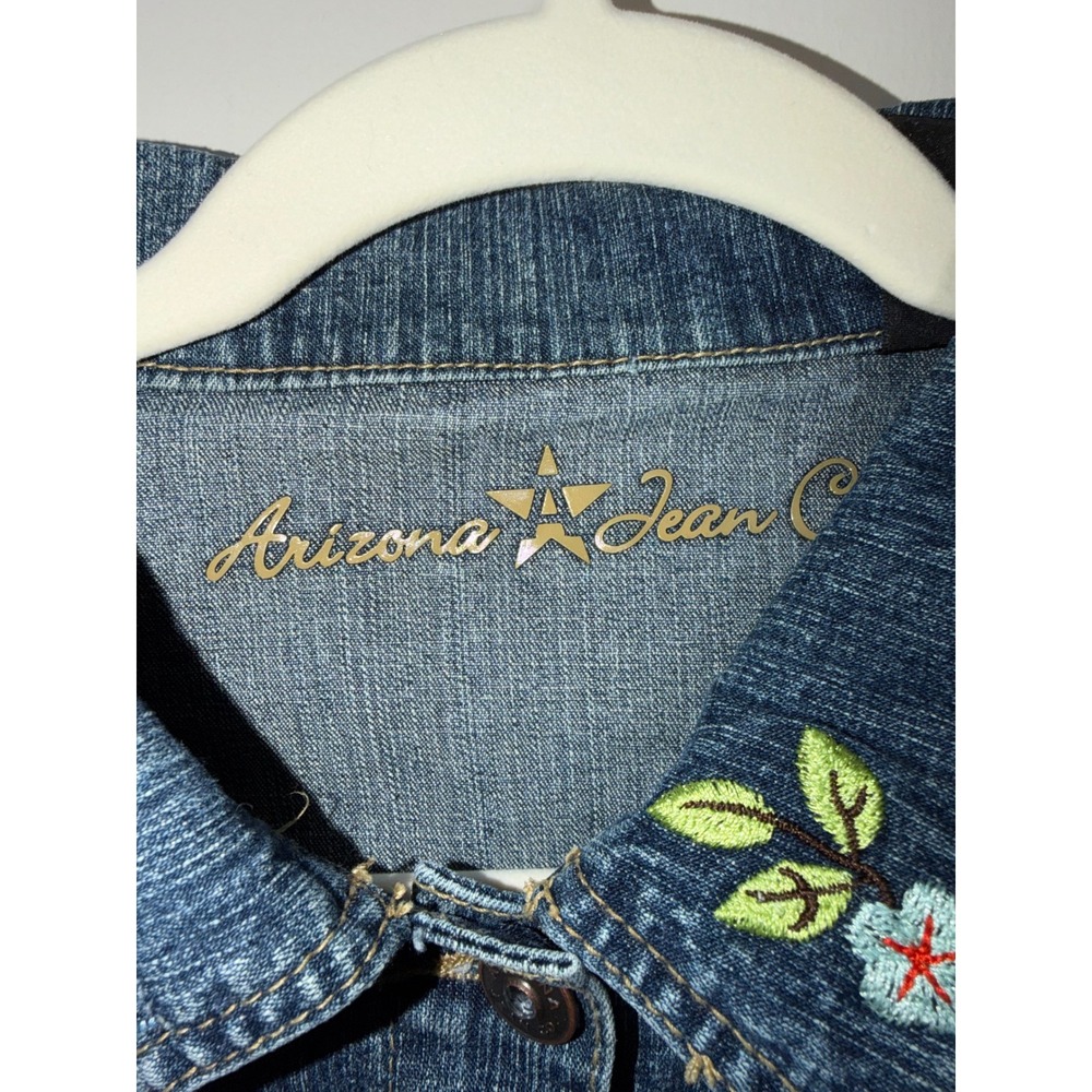 Vintage Y2K Arizona Jean Co Embroidered Denim Jacket Floral Bird XL - Picture 3 of 6